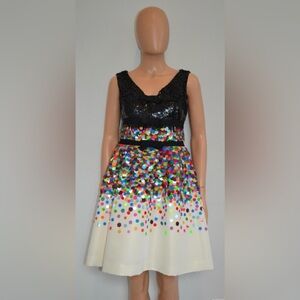 Carolina Herrera Black Multicolor Sequin Colors Colorful Rainbow Dress 10 $6,490